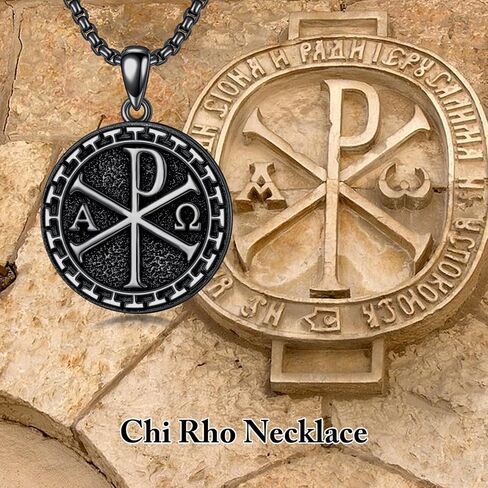 قلادة تشي Rho 925 Sterling Silver Chi Rho Alpha Omega PX XP Symbas in Kuwait