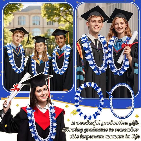 2 PCS التخرج LEIS مضفر الشريط LEI 2025 ، قلادة زهرة التخرج الأحمر والأسود هاواي لايس لتوفيرات التخرج من الخريجين إكسسوارات الهدايا in Kuwait