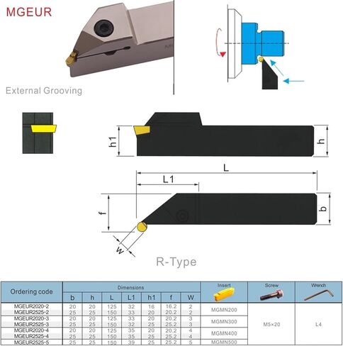 MGEUR Spring Steel 45 Degree Taper Machining Lathe External Parting Off MGMN Toolholders Grooving Tools 1Pcs(B-MGEUR2020-4) in Saudi Arabia