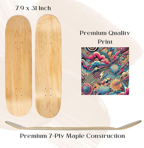 BDTrims 3 Pack Designer-Influenced Pop Art Skateboard Deck Set, Black White and Leopard Print, Premium 7-Ply Maple, Wall Decor, Customization Available in Kuwait