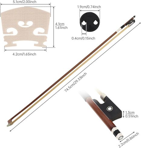 Brazilwood Ebony Frog Violin Bow, Professional 4/4 Full Size Ebony Wood Frog Violin Arbor with Case and Maple Bridge,Well Balance Fiddle Bow with Sheepskin Bow Grip White Horse Hair for Student Adult in Saudi Arabia