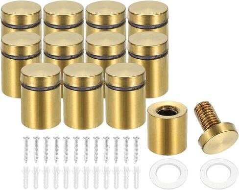 PATIKIL 3/4" x 1" Standoff Screws, 12 Pack Stainless Steel Wall Mount Sign Standoffs Mounting Hardware Advertising Nail for Hanging Acrylic Picture Frame, Gold in Saudi Arabia