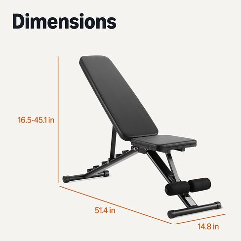 Amazon Basics Adjustable Workout Weight Bench Press, Foldable for Home Gym, Black in Saudi Arabia