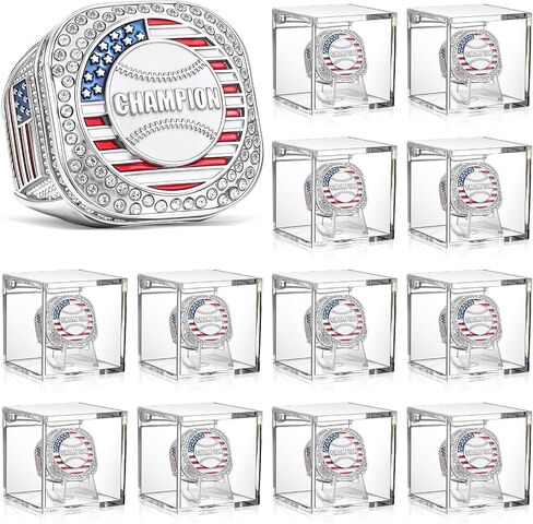 Landical 12 Set Championship Ring with Display Case and Stand Holder Championship Ring Box Acrylic Display Case and Holder Champion Trophy Rings for League Winner in Saudi Arabia