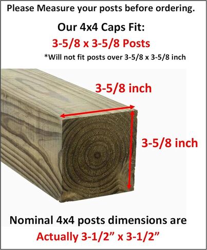 JSP Manufacturing 4X4 White Fence Post Plastic Cap- Pick a Pack (3 5/8 X 3 5/8) Fits 4 x 4 Nominal Fence Posts Made in USA Wholesale/Bulk Pricing (100) in Saudi Arabia