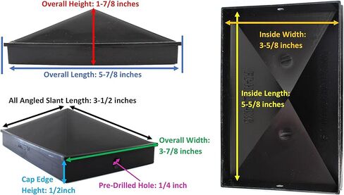 Plastic Pyramid 4x6 Nominal (3-5/8"x5-5/8") Fence Post Caps with Pre-Drilled Holes Black or White Multi- Quantity Packs (50, White) in Saudi Arabia