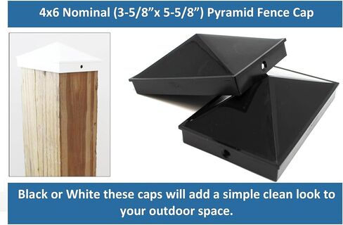 Plastic Pyramid 4x6 Nominal (3-5/8"x5-5/8") Fence Post Caps with Pre-Drilled Holes Black or White Multi- Quantity Packs (50, White) in Saudi Arabia