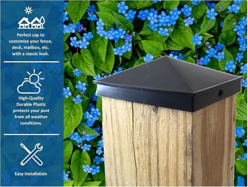 Plastic Pyramid 4x6 Nominal (3-5/8"x5-5/8") Fence Post Caps with Pre-Drilled Holes Black or White Multi- Quantity Packs (50, White) in Saudi Arabia