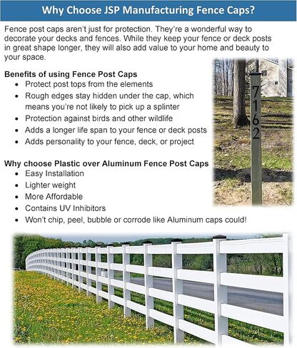Plastic Pyramid 4x6 Nominal (3-5/8"x5-5/8") Fence Post Caps with Pre-Drilled Holes Black or White Multi- Quantity Packs (50, White) in Saudi Arabia