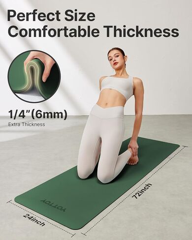 Yoga Mat,Non-Slip TPE Exercise Mat(1/4 Inch) for Pilates, Fitness & Barefoot Workouts, Home Gym Studio with Strap & Bag in Saudi Arabia