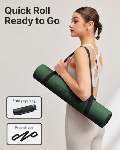 Yoga Mat,Non-Slip TPE Exercise Mat(1/4 Inch) for Pilates, Fitness & Barefoot Workouts, Home Gym Studio with Strap & Bag in Saudi Arabia