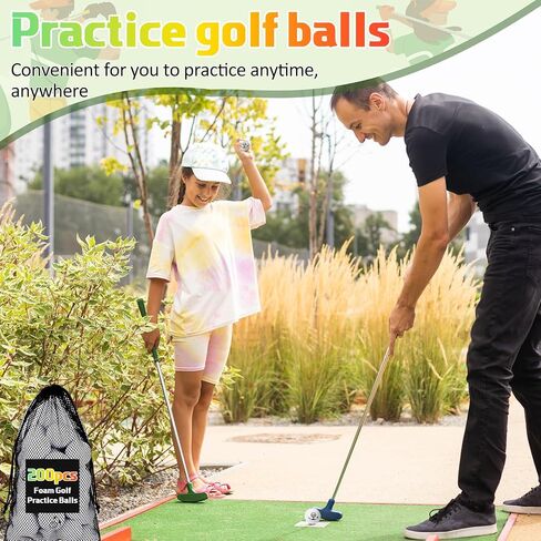 Mudder 200 Pcs Foam Golf Practice Balls Bulk, Soft Foam Ball, Realistic Feel Elastic, Limited Fly Practice for Golf Indoor or Outdoor Training, with 2 Nylon Drawstring Bag in Kuwait