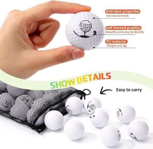 Mudder 200 Pcs Foam Golf Practice Balls Bulk, Soft Foam Ball, Realistic Feel Elastic, Limited Fly Practice for Golf Indoor or Outdoor Training, with 2 Nylon Drawstring Bag in Kuwait