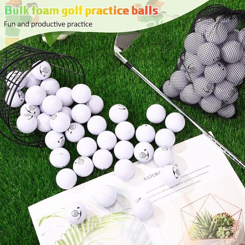 Mudder 200 Pcs Foam Golf Practice Balls Bulk, Soft Foam Ball, Realistic Feel Elastic, Limited Fly Practice for Golf Indoor or Outdoor Training, with 2 Nylon Drawstring Bag in Kuwait
