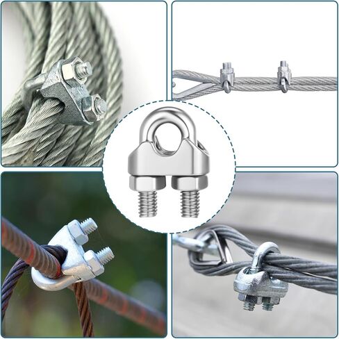 40 PCS M6 1/4 "مشبك كابل حبل الأسلاك ، 304 السحابات سرج الفولاذ المقاوم للصدأ U-Bolt ، حبل الأسلاك للحبال الأسلاك ، حبل الملابس in Saudi Arabia