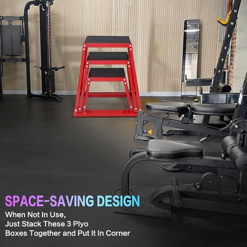 DIKEP Pro-Grade Plyometric Jump Box Gym Fitness Exercise Set, Steel Anti-Slip Step Up Box, 3-Pack(12/18/24 Inch) Plyo Box Jumps for Home Gym Jumping, Squat, Strength Training in Kuwait