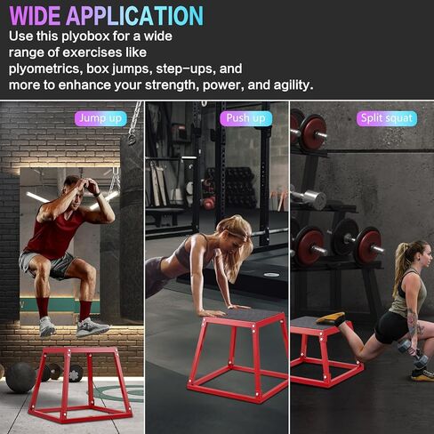 DIKEP Pro-Grade Plyometric Jump Box Gym Fitness Exercise Set, Steel Anti-Slip Step Up Box, 3-Pack(12/18/24 Inch) Plyo Box Jumps for Home Gym Jumping, Squat, Strength Training in Kuwait