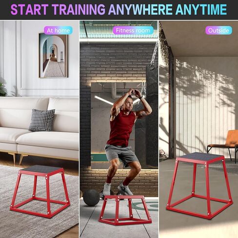 DIKEP Pro-Grade Plyometric Jump Box Gym Fitness Exercise Set, Steel Anti-Slip Step Up Box, 3-Pack(12/18/24 Inch) Plyo Box Jumps for Home Gym Jumping, Squat, Strength Training in Kuwait