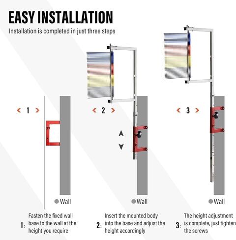Adjustable Height Vertical Jump Tester, 47.24''-137.8" Wall-Mounted Vertical Jump Measurement Tool, School Gym Verticals Jumps Trainer Training Equipment, Verticals Jumps Tester Outdoor Use in Kuwait