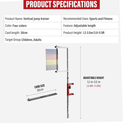 Adjustable Height Vertical Jump Tester, 47.24''-137.8" Wall-Mounted Vertical Jump Measurement Tool, School Gym Verticals Jumps Trainer Training Equipment, Verticals Jumps Tester Outdoor Use in Kuwait