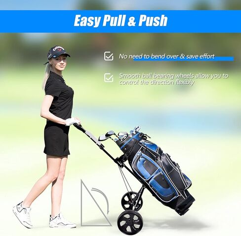 GYMAX Golf Cart, 2 Wheel Golf Push Cart with 9.5" Wear-Resistant Rubber Wheels, Elastic Strap & Scoreboard, Folding Lightweight Portable Golf Caddy Cart for Teens Adults in Saudi Arabia