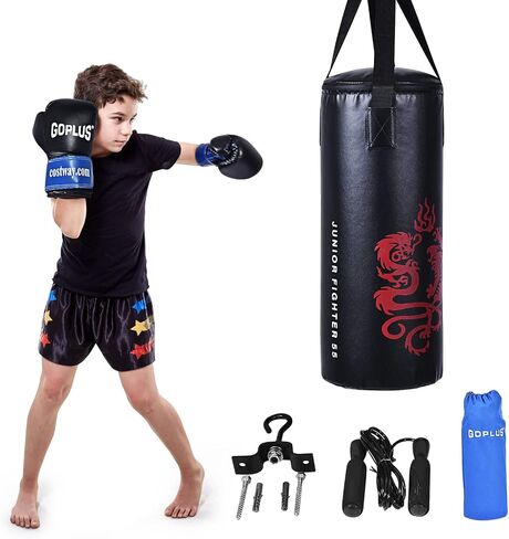 Goplus Punching Bag Set with Gloves, 22LBS/ 40LBS Filled Kick Boxing Bag, Rucksack, Jump Rope, Firm Hook, Heavy Bag for Kids Youth Adults MMA Training, Muay Thai, Krav MAGA, Taekwondo, Karate in Saudi Arabia