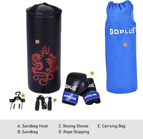 Goplus Punching Bag Set with Gloves, 22LBS/ 40LBS Filled Kick Boxing Bag, Rucksack, Jump Rope, Firm Hook, Heavy Bag for Kids Youth Adults MMA Training, Muay Thai, Krav MAGA, Taekwondo, Karate in Saudi Arabia