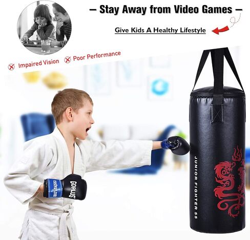 Goplus Punching Bag Set with Gloves, 22LBS/ 40LBS Filled Kick Boxing Bag, Rucksack, Jump Rope, Firm Hook, Heavy Bag for Kids Youth Adults MMA Training, Muay Thai, Krav MAGA, Taekwondo, Karate in Saudi Arabia
