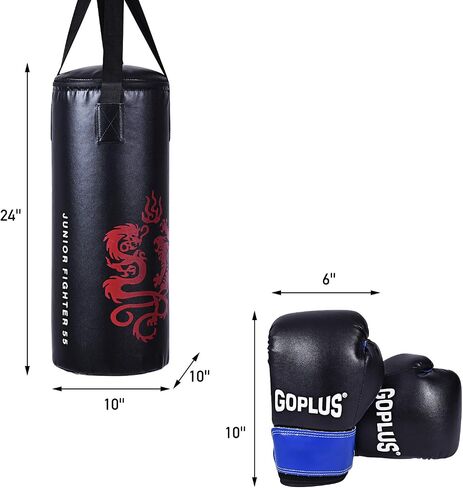 Goplus Punching Bag Set with Gloves, 22LBS/ 40LBS Filled Kick Boxing Bag, Rucksack, Jump Rope, Firm Hook, Heavy Bag for Kids Youth Adults MMA Training, Muay Thai, Krav MAGA, Taekwondo, Karate in Saudi Arabia