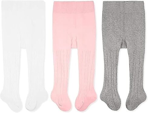 CozyWay Baby Tights - Baby Girl and Boy Leggins Cable Knit Comfy Cotton Infant 0-6 Months Multicolor - 3 Pack in Saudi Arabia