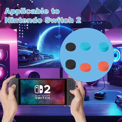 8Pcs Thumb Grips Compatible with Nintendo Switch 2 (2025), Button Caps Enhanced Gaming Grip Set Silicone Stick Cover Comfortable Accessories Improve Control in Saudi Arabia