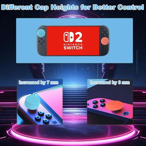 8Pcs Thumb Grips Compatible with Nintendo Switch 2 (2025), Button Caps Enhanced Gaming Grip Set Silicone Stick Cover Comfortable Accessories Improve Control in Saudi Arabia