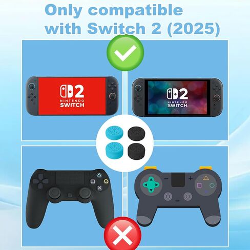 8Pcs Thumb Grips Compatible with Nintendo Switch 2 (2025), Button Caps Enhanced Gaming Grip Set Silicone Stick Cover Comfortable Accessories Improve Control in Saudi Arabia