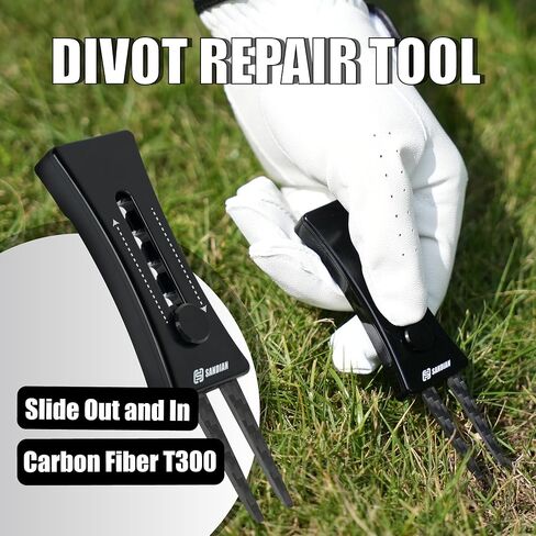 SANDIAN, Golf Tee Height Adjuster, Golf Divot Repair Tool and Tee Holder, All 3 in 1 Golf Tool, Genuine Carbon Fiber T300 Fork, Super Lightweight, Authenticity Brand, Must Have Golf Gears in Kuwait