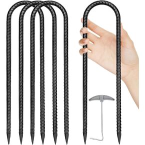 4PCS/8PCS Trampoline Stakes Anchors High Wind 12'' Ground Anchor U Rebar Tent Stakes Heavy Duty, Trampoline Accessories with T Hook for Soccer Goals, Camping Tents, and Swing Set in Saudi Arabia