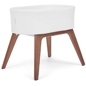 Delta Children Rockaway Rocking Bassinet - Portable Baby Crib with Solid Wood Feet, Organic GOTS Certified Performance Fabric Exterior, Breathable Interior, Includes Mattress Pad & Fitted Sheet, Ivory in Kuwait