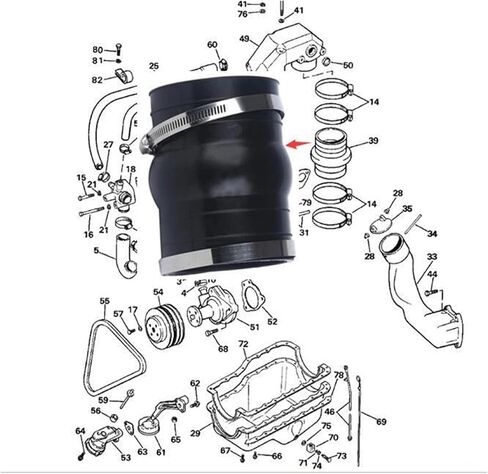 خرطوم الذروة ملائمة لـ OMC 3.0 4.3 5.0 5.7 5.8 7.4 8.2 L V6 V8 1986 in Kuwait