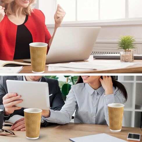 12 أوقية أكواب قهوة يمكن التخلص منها ، 100 فنجان القهوة الورقية المعزولة ، أكواب ورق تموجة جدار مموجة ، أكواب شرب باردة للحفلات ، النزهة ، السفر ، الأعمال ، المنزل in Kuwait