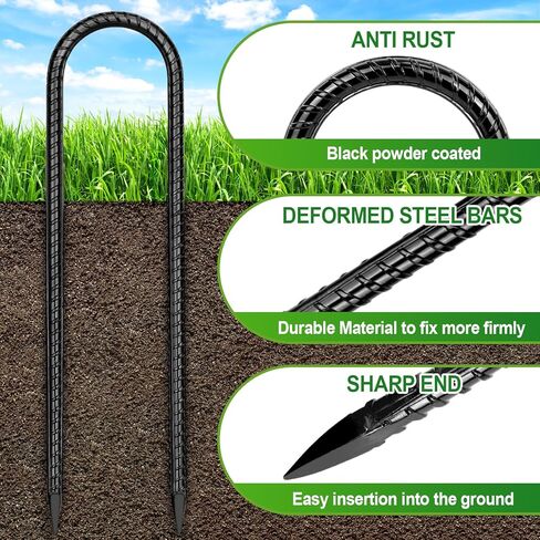 4PCS/8PCS Trampoline Stakes Anchors High Wind 12'' Ground Anchor U Rebar Tent Stakes Heavy Duty, Trampoline Accessories with T Hook for Soccer Goals, Camping Tents, and Swing Set in Saudi Arabia