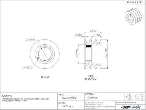 423b كلاسيكي V-Belt Shaeve ، قسم B Belt ، 3 أخاديد ، جلبة SH المطلوبة ، الحديد الزهر ، 4.55 "OD in Saudi Arabia