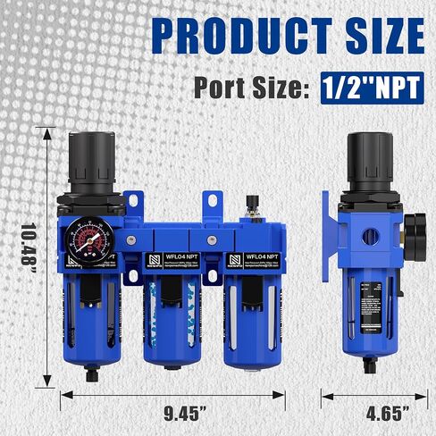 NEWPO 3/8 "NPT ضاغط الهواء ، فاصل مياه ، مرشح مرشح ، كومبو ، مقرّف ، فاصل مصيدة ماء/زيت ، مرشح نحاسي ومجفف مجفف ، مجففات شبه ، صرف ، قوس معدني أزرق in Saudi Arabia