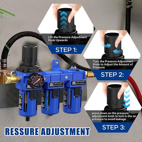 NEWPO 3/8 "NPT ضاغط الهواء ، فاصل مياه ، مرشح مرشح ، كومبو ، مقرّف ، فاصل مصيدة ماء/زيت ، مرشح نحاسي ومجفف مجفف ، مجففات شبه ، صرف ، قوس معدني أزرق in Saudi Arabia
