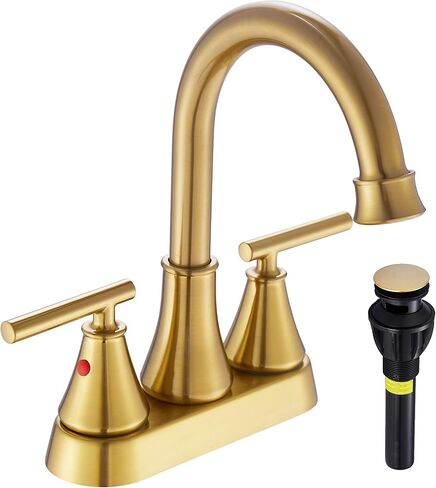 Bathroom Sink Faucet 4 Inch 2 Handle Centerset Brushed Nickel Lead-Free Modern Bathroom Faucet Vanity Faucet with Pop-up Drain Stopper and Supply Hoses in Kuwait