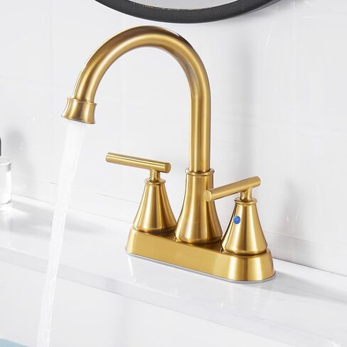Bathroom Sink Faucet 4 Inch 2 Handle Centerset Brushed Nickel Lead-Free Modern Bathroom Faucet Vanity Faucet with Pop-up Drain Stopper and Supply Hoses in Kuwait