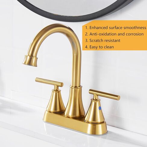 Bathroom Sink Faucet 4 Inch 2 Handle Centerset Brushed Nickel Lead-Free Modern Bathroom Faucet Vanity Faucet with Pop-up Drain Stopper and Supply Hoses in Kuwait