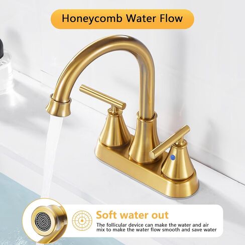 Bathroom Sink Faucet 4 Inch 2 Handle Centerset Brushed Nickel Lead-Free Modern Bathroom Faucet Vanity Faucet with Pop-up Drain Stopper and Supply Hoses in Kuwait