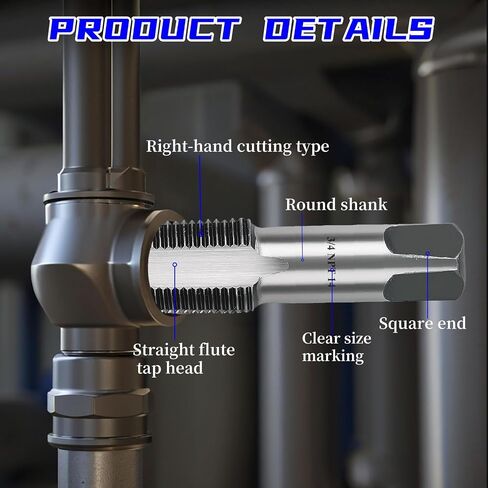 3/4"-14 NPT Pipe Tap, Professional Carbon Steel Pipe Thread Tap for Cleaning or Re-thread Damaged or Jam Pipe Threads, Perfect for Plumbers Mechanics DIYers (3/4"-14 NPT) in Saudi Arabia