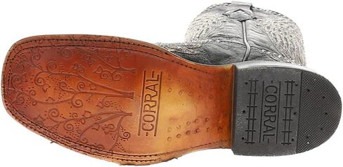 CORRAL LADIE'S BLACK CROSS & WINGS OVERLAY & EMBROIDERY & STUDS SQ. TOE, LEATHER SOLE, WESTERN A4243 in Saudi Arabia