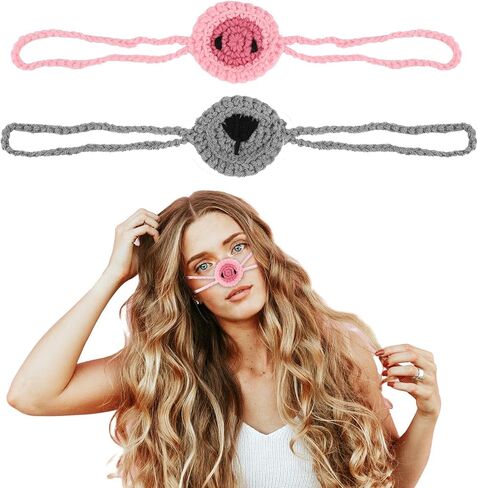 2pcs Nose Warmer, Windproof Wool Winter Nose Warmer Guard for a Cold Nose Crochet Cozy Nose Warmer Scarf Protector Nose Cover Sleeve for Women Men Outdoor Dust Ski (Black & Pink) in Saudi Arabia