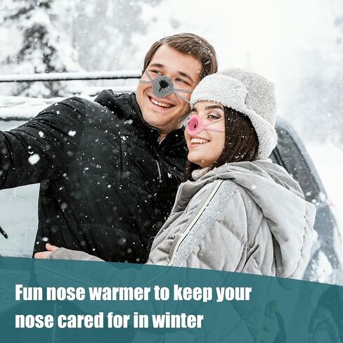 2pcs Nose Warmer, Windproof Wool Winter Nose Warmer Guard for a Cold Nose Crochet Cozy Nose Warmer Scarf Protector Nose Cover Sleeve for Women Men Outdoor Dust Ski (Black & Pink) in Saudi Arabia